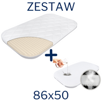 ZESTAW - Materac FizjoMAX First do dostawki Momi Smart Bed 86x50 + Ochraniacz AIR PROTECT