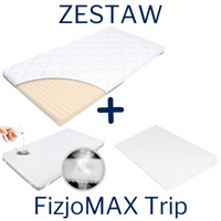 Zestaw - Turystyczny Materac FizjoMAX Trip 120x60 + Ochraniacz AIR PROTECT + Klin do Łóżeczka