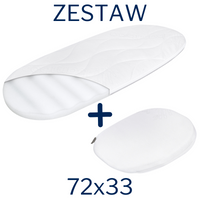 ZESTAW - Materac do gondoli 72x33 AhojBaby + Klin do Łóżeczka