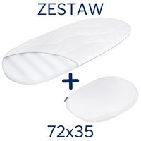 ZESTAW - Materac do gondoli wózka 72x35 Piankowy + Klin do Łóżeczka