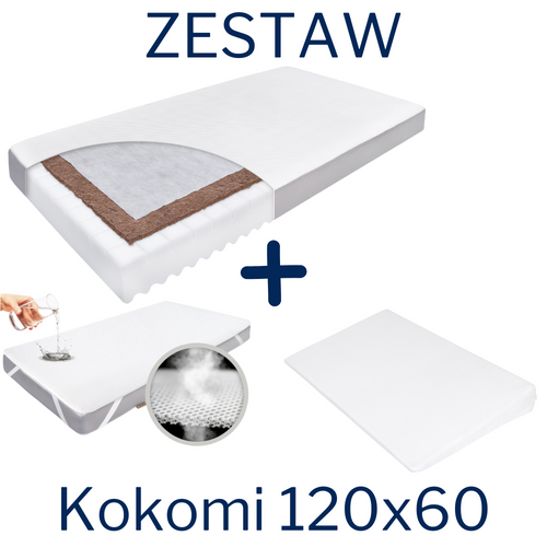 Set - KOKOMI 120x60 mattress + AIR PROTECT protector + Crib wedge