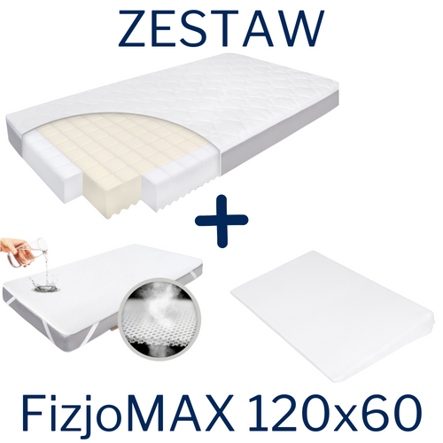 Zestaw - Materac FizjoMAX Baby 120x60 + 2x Ochraniacz AIR PROTECT + Klin do Łóżeczka