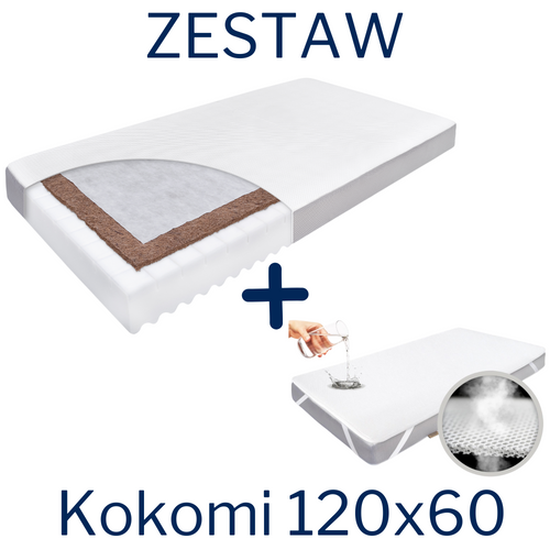  ZESTAW - Materac KOKOMI 120x60 + Ochraniacz AIR PROTECT