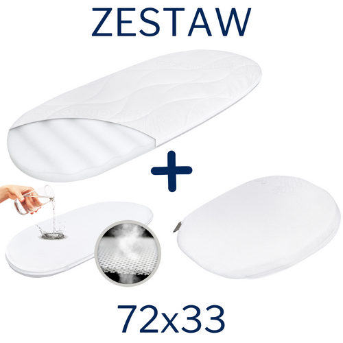 ZESTAW - Materac do gondoli 72x33 + Ochraniacz AIR PROTECT + Klin do Gondoli