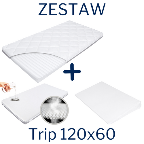 Set - TRIP 120x60 Travel Mattress + AIR PROTECT Protector + Crib Wedge