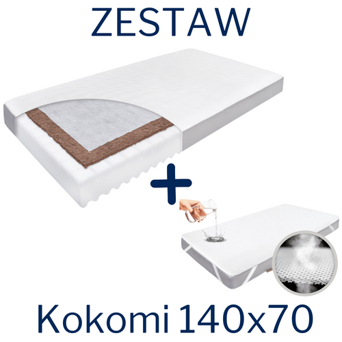 Zestaw - Materac KOKOMI 140x70 + 2x Ochraniacz AIR PROTECT