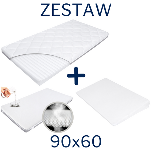 ZESTAW - Materac do kołyski 90x60 + Ochraniacz AIR PROTECT + Klin do Kołyski