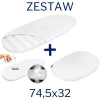 ZESTAW - Materac do gondoli 74,5x32 + Ochraniacz AIR PROTECT + Klin do Gondoli