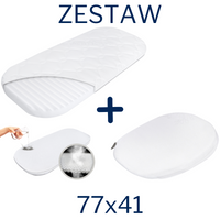 KIT - Kinderkraft Lovi 77x41 mattress + AIR PROTECT protector + Crib wedge