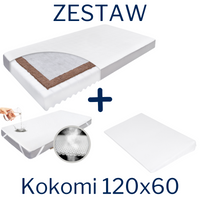 Zestaw - Materac KOKOMI 120x60 + Ochraniacz AIR PROTECT + Klin do Łóżeczka