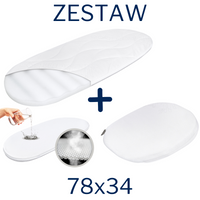 ZESTAW - Materac do gondoli 78x34 + Ochraniacz AIR PROTECT + Klin do Gondoli