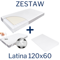 Zestaw - Materac LATINA 120x60 + Ochraniacz AIR PROTECT + Klin do Łóżeczka