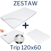 Zestaw - Materac TRIP 120x60 Turystyczny + Ochraniacz AIR PROTECT + Klin do Łóżeczka