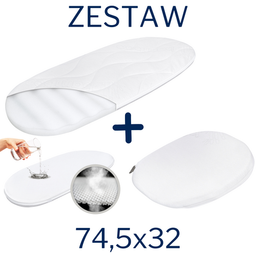 Zestaw - Materac do gondoli 74,5x32 + 2x Ochraniacz AIR PROTECT + Klin do Gondoli