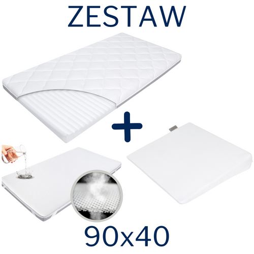 ZESTAW - Materac do kołyski 90x40 + Ochraniacz AIR PROTECT + Klin do Łóżeczka