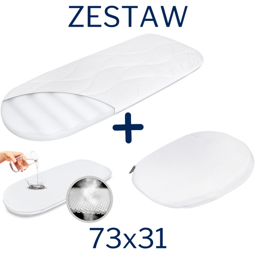 ZESTAW - Materac do gondoli 73x31 + Ochraniacz AIR PROTECT + Klin do Gondoli