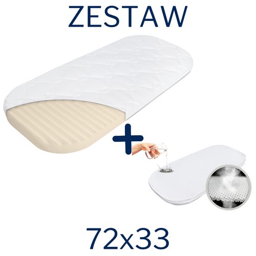 ZESTAW - Materac FizjoMAX First Hug do kołyski Chicco Baby Hug 72x33 + Ochraniacz AIR PROTECT