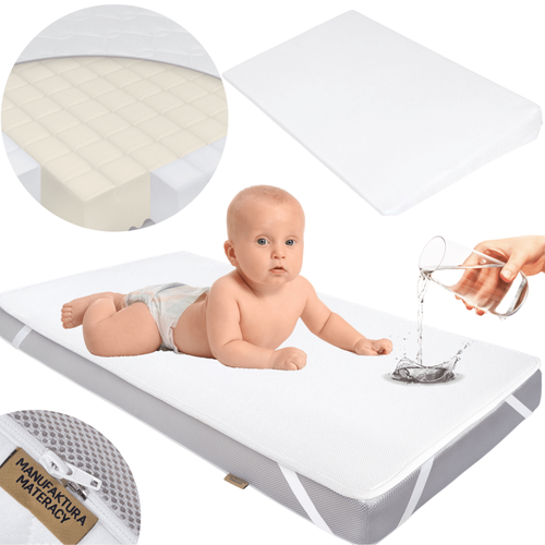 Zestaw - Materac FizjoMAX Baby 140x70 + Ochraniacz AIR PROTECT + Klin do Łóżeczka