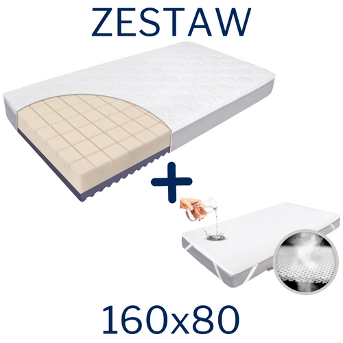  ZESTAW - Materac FizjoMAX Junior 160x80 + Ochraniacz AIR PROTECT